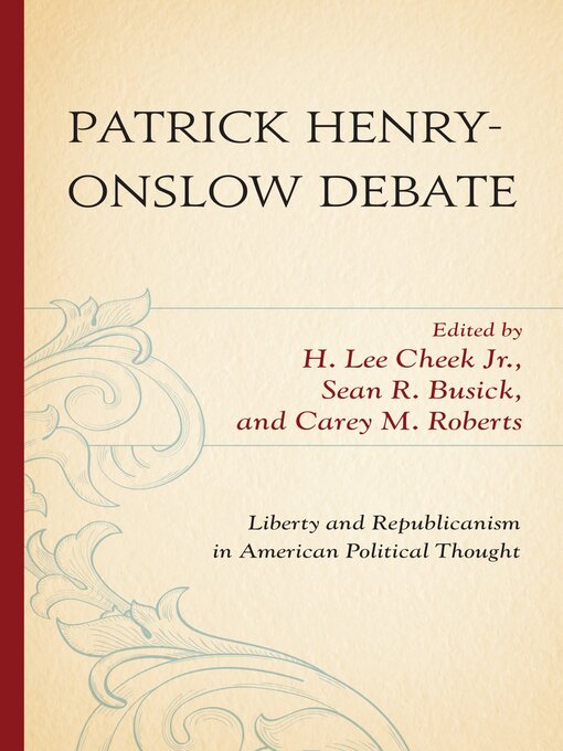 Cover image for Patrick Henry-Onslow Debate